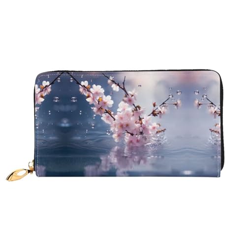 Cherry Blossoms In The Water Pattern Damen Geldbörse Lange Clutch Geldbörse Kreditkartenetui Geldbörse Reise Münzbörse Schwarz One Size, Schwarz , Einheitsgröße von JDFHGNU