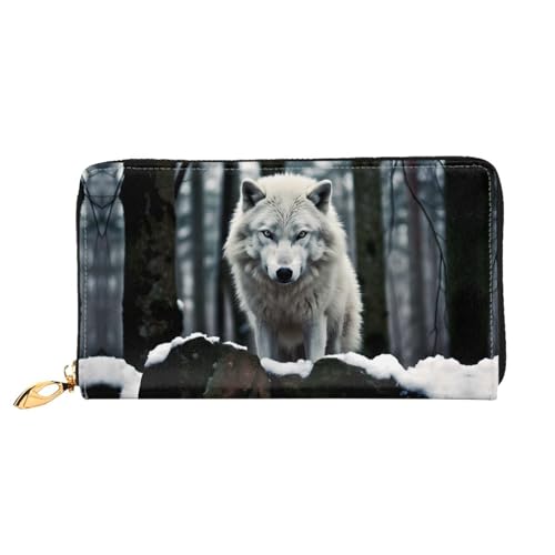 JDFHGNU A Lone Wolf Muster Damen Geldbörse Lange Clutch Geldbörse Kreditkartenetui Geldbörse Reise Münzbörse Schwarz One Size, Schwarz , Einheitsgröße von JDFHGNU