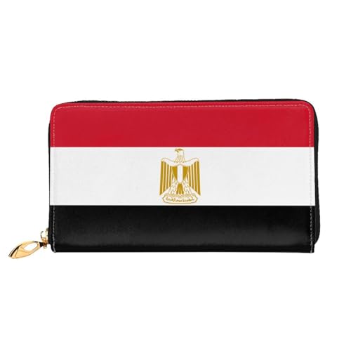 JDFHGNU Ägyptische Flagge Muster Damen Geldbörse Lange Clutch Geldbörse Kreditkartenetui Geldbörse Reise Münzbörse Schwarz Einheitsgröße, Schwarz , Einheitsgröße von JDFHGNU