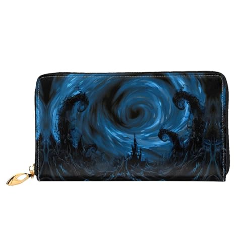 JDFHGNU Air Vortex Muster Damen Geldbörse Lange Clutch Geldbörse Kreditkartenetui Geldbörse Reise Münzbörse Schwarz One Size, Schwarz , Einheitsgröße von JDFHGNU