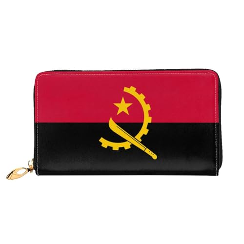 JDFHGNU Angola Flagge Muster Damen Geldbörse Lange Clutch Geldbörse Kreditkartenetui Geldbörse Reise Münzbörse Schwarz Einheitsgröße, Schwarz , Einheitsgröße von JDFHGNU