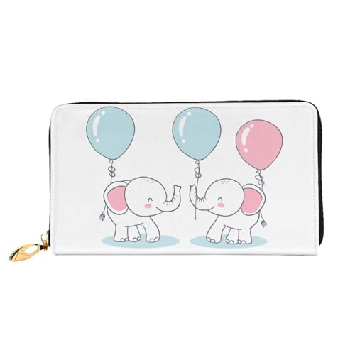 JDFHGNU Baby Elefant und Ballon Muster Damen Geldbörse Lange Clutch Geldbörse Kreditkartenetui Geldbörse Reise Münzbörse Schwarz Einheitsgröße, Schwarz , Einheitsgröße von JDFHGNU
