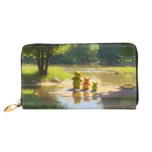 JDFHGNU Bär spielt mit Wassermuster Damen Geldbörse Lange Clutch Geldbörse Kreditkartenetui Geldbörse Reise Münzbörse Schwarz Einheitsgröße, Schwarz , Einheitsgröße von JDFHGNU