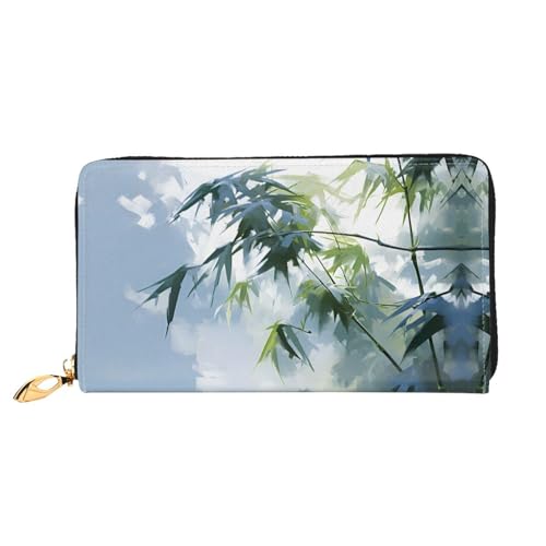 JDFHGNU Bambus Blätter Muster Damen Geldbörse Lange Clutch Geldbörse Kreditkartenetui Geldbörse Reise Münzbörse Schwarz Einheitsgröße, Schwarz , Einheitsgröße von JDFHGNU