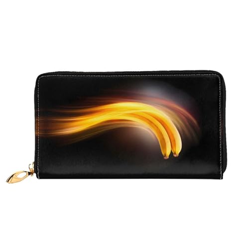JDFHGNU Bananenstrahlen Muster Damen Geldbörse Lange Clutch Geldbörse Kreditkartenetui Geldbörse Reise Münzbörse Schwarz Einheitsgröße, Schwarz , Einheitsgröße von JDFHGNU