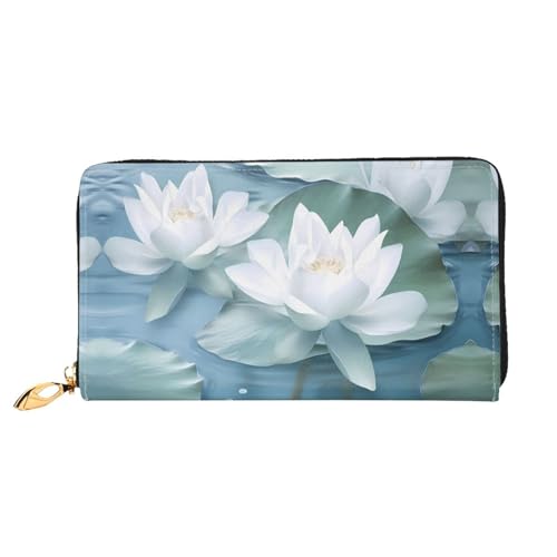 JDFHGNU Beige Lotus Blumen Muster Damen Geldbörse Lange Clutch Geldbörse Kreditkartenetui Geldbörse Reise Münzbörse Schwarz Einheitsgröße, Schwarz , Einheitsgröße von JDFHGNU