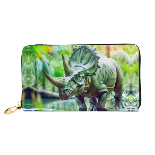 JDFHGNU Bicorn Dinosaurier Muster Damen Geldbörse Lange Clutch Geldbörse Kreditkartenetui Geldbörse Reise Münzbörse Schwarz Einheitsgröße, Schwarz , Einheitsgröße von JDFHGNU