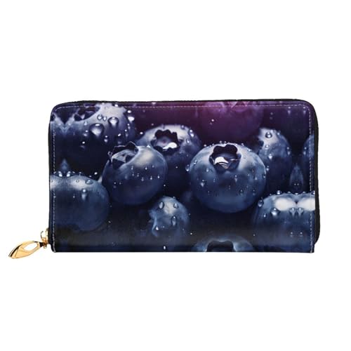 JDFHGNU Big Blueberry Pattern Damen Geldbörse Lange Clutch Geldbörse Kreditkartenetui Geldbörse Reise Münzbörse Schwarz Einheitsgröße, Schwarz , Einheitsgröße von JDFHGNU