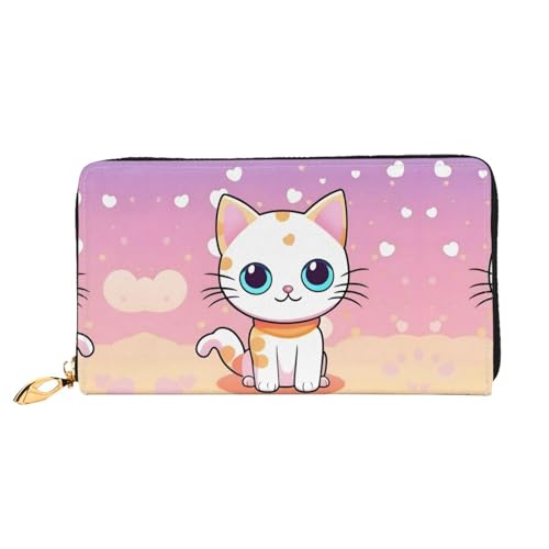 JDFHGNU Big Eyed Kätzchen Muster Damen Geldbörse Lange Clutch Geldbörse Kreditkartenetui Geldbörse Reise Münzbörse Schwarz Einheitsgröße, Schwarz , Einheitsgröße von JDFHGNU