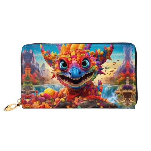 JDFHGNU Big Mouth Drachenmuster Damen Geldbörse Lange Clutch Geldbörse Kreditkartenetui Geldbörse Reise Münzbörse Schwarz Einheitsgröße, Schwarz , Einheitsgröße von JDFHGNU