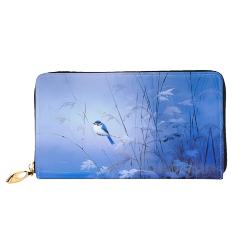 JDFHGNU Bird On A Reed Branch Pattern Women Wallet Long Clutch Wallet Credit Card Holder Wallet Travel Coin Purse Black One Size, Schwarz , Einheitsgröße von JDFHGNU