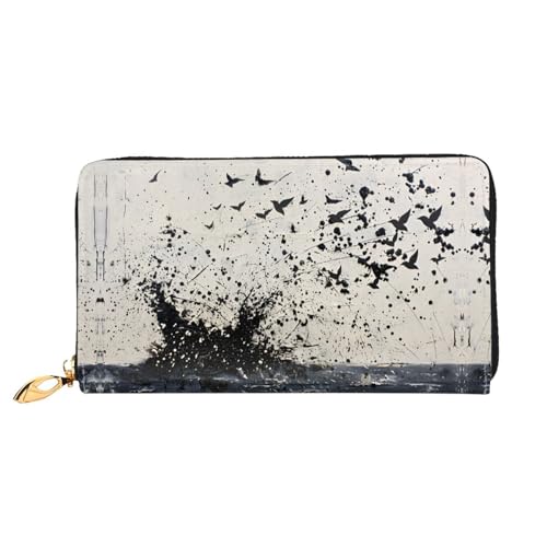 JDFHGNU Black Water On The Lake Muster Damen Geldbörse Lange Clutch Geldbörse Kreditkartenetui Geldbörse Reise Münzbörse Schwarz Einheitsgröße, Schwarz , Einheitsgröße von JDFHGNU