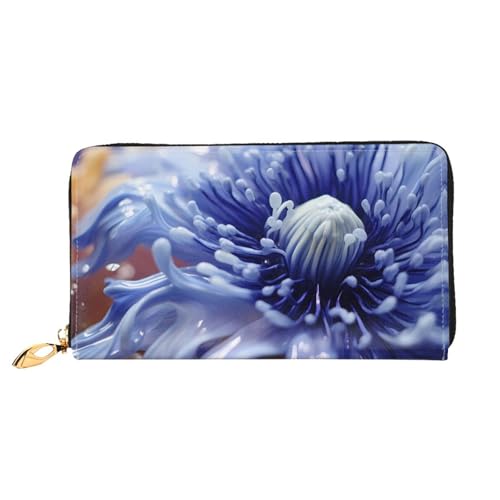 JDFHGNU Blau Anemone Blumenmuster Damen Geldbörse Lange Clutch Geldbörse Kreditkartenetui Geldbörse Reise Münzbörse Schwarz Einheitsgröße, Schwarz , Einheitsgröße von JDFHGNU