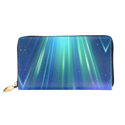 JDFHGNU Blau Aurora Borealis Muster Damen Geldbörse Lange Clutch Geldbörse Kreditkartenetui Geldbörse Reise Münzbörse Schwarz One Size, Schwarz , Einheitsgröße von JDFHGNU