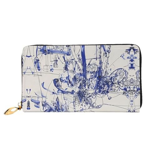 JDFHGNU Blau Graffiti Muster Damen Geldbörse Lange Clutch Geldbörse Kreditkartenetui Geldbörse Reise Münzbörse Schwarz Einheitsgröße, Schwarz , Einheitsgröße von JDFHGNU