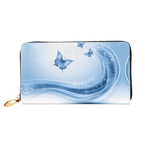 JDFHGNU Blau Schmetterling Muster Damen Geldbörse Lange Clutch Geldbörse Kreditkartenetui Geldbörse Reise Münzbörse Schwarz Einheitsgröße, Schwarz , Einheitsgröße von JDFHGNU