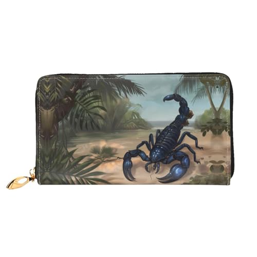 JDFHGNU Blau Skorpion Muster Damen Geldbörse Lange Clutch Geldbörse Kreditkartenetui Geldbörse Reise Münzbörse Schwarz Einheitsgröße, Schwarz , Einheitsgröße von JDFHGNU