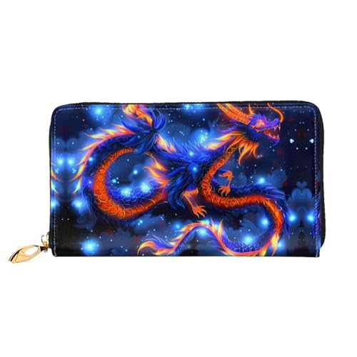 JDFHGNU Blue Dragon Pattern Damen Geldbörse Lange Clutch Geldbörse Kreditkartenetui Geldbörse Reise Münzbörse Schwarz One Size, Schwarz , Einheitsgröße von JDFHGNU