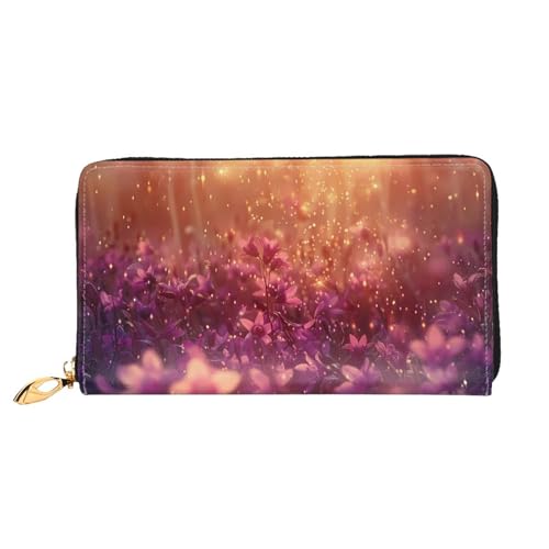 JDFHGNU Blühendes Maiglöckchen-Muster Damen Geldbörse Lange Clutch Geldbörse Kreditkartenetui Geldbörse Reise Münzbörse Schwarz Einheitsgröße, Schwarz , Einheitsgröße von JDFHGNU