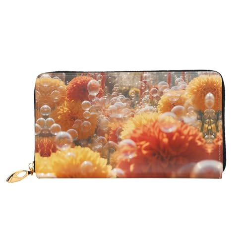 JDFHGNU Bubble Hortensie Muster Damen Geldbörse Lange Clutch Geldbörse Kreditkartenetui Geldbörse Reise Münzbörse Schwarz Einheitsgröße, Schwarz , Einheitsgröße von JDFHGNU