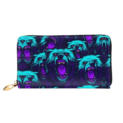 JDFHGNU Bunch Of Roaring Bears Pattern Women Wallet Long Clutch Wallet Credit Card Holder Wallet Travel Coin Purse Black One Size, Schwarz , Einheitsgröße von JDFHGNU