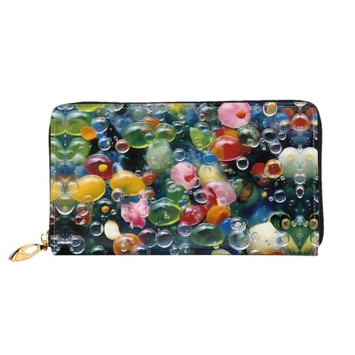 JDFHGNU Buntes Seifenblasen-Muster, Damen-Geldbörse, lange Clutch, Kreditkartenhalter, Geldbörse, Reise-Münzgeldbörse, schwarz, Einheitsgröße, Schwarz , Einheitsgröße von JDFHGNU