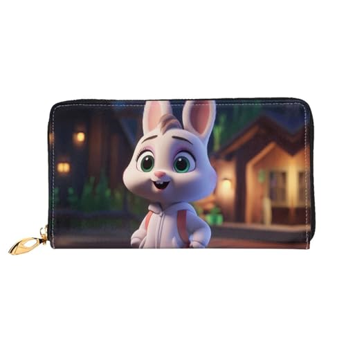 JDFHGNU Cartoon Bunny Muster Damen Geldbörse Lange Clutch Geldbörse Kreditkartenetui Geldbörse Reise Münzbörse Schwarz Einheitsgröße, Schwarz , Einheitsgröße von JDFHGNU