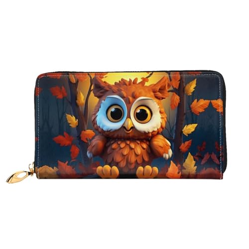 JDFHGNU Cartoon Eule Muster Damen Geldbörse Lange Clutch Geldbörse Kreditkartenetui Geldbörse Reise Münzbörse Schwarz Einheitsgröße, Schwarz , Einheitsgröße von JDFHGNU