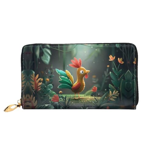 JDFHGNU Cartoon Hahnmuster Damen Geldbörse Lange Clutch Geldbörse Kreditkartenetui Geldbörse Reise Münzbörse Schwarz Einheitsgröße, Schwarz , Einheitsgröße von JDFHGNU