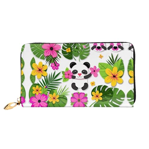 JDFHGNU Cartoon Panda Cub Muster Damen Geldbörse Lange Clutch Geldbörse Kreditkartenetui Geldbörse Reise Münzbörse Schwarz Einheitsgröße, Schwarz , Einheitsgröße von JDFHGNU