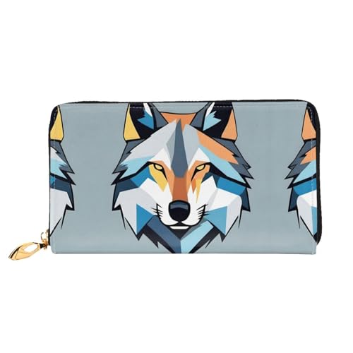 JDFHGNU Cartoon Wolf Kopf Muster Damen Geldbörse Lange Clutch Geldbörse Kreditkartenetui Geldbörse Reise Münzbörse Schwarz Einheitsgröße, Schwarz , Einheitsgröße von JDFHGNU