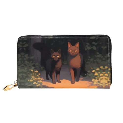 JDFHGNU Cat Out Of The Shadows Muster Damen Geldbörse Lange Clutch Geldbörse Kreditkartenetui Geldbörse Reise Münzbörse Schwarz One Size, Schwarz , Einheitsgröße von JDFHGNU