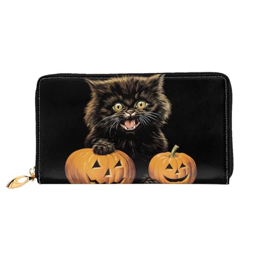 JDFHGNU Cat'S Paw By Pumpkin Pattern Women Wallet Long Clutch Wallet Credit Card Holder Wallet Travel Coin Purse Black One Size, Schwarz , Einheitsgröße von JDFHGNU