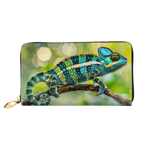 JDFHGNU Chamäleon On Branch Pattern Damen Geldbörse Lange Clutch Geldbörse Kreditkartenetui Geldbörse Reise Münzbörse Schwarz One Size, Schwarz , Einheitsgröße von JDFHGNU