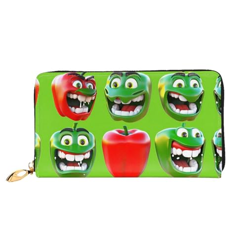 JDFHGNU Chili Pepper Emoji Muster Damen Geldbörse Lange Clutch Geldbörse Kreditkartenetui Geldbörse Reise Münzbörse Schwarz Einheitsgröße von JDFHGNU