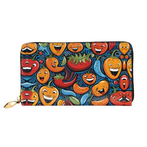 JDFHGNU Chili Pepper Lustiges Packmuster Damen Geldbörse Lange Clutch Geldbörse Kreditkartenetui Geldbörse Reise Münzbörse Schwarz Einheitsgröße, Schwarz , Einheitsgröße von JDFHGNU