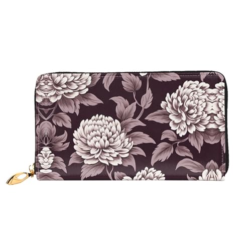 JDFHGNU Chrysantheme Muster Damen Geldbörse Lange Clutch Geldbörse Kreditkartenetui Geldbörse Reise Münzbörse Schwarz Einheitsgröße, Schwarz , Einheitsgröße von JDFHGNU