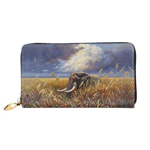 JDFHGNU Clever Elefant Muster Damen Geldbörse Lange Clutch Geldbörse Kreditkartenetui Geldbörse Reise Münzbörse Schwarz Einheitsgröße, Schwarz , Einheitsgröße von JDFHGNU