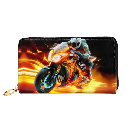 JDFHGNU Coole Motorrad Muster Damen Geldbörse Lange Clutch Geldbörse Kreditkartenetui Geldbörse Reise Münzbörse Schwarz Einheitsgröße, Schwarz , Einheitsgröße von JDFHGNU