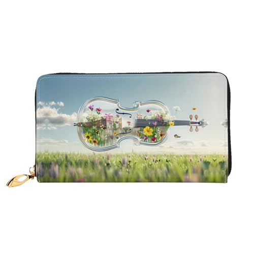 JDFHGNU Crystal Cello Pattern Damen Geldbörse Lange Clutch Geldbörse Kreditkartenetui Geldbörse Reise Münzbörse Schwarz Einheitsgröße, Schwarz , Einheitsgröße von JDFHGNU