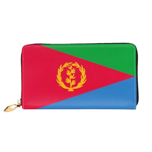 JDFHGNU Eritreische Flagge Muster Damen Geldbörse Lange Clutch Geldbörse Kreditkartenetui Geldbörse Reise Münzbörse Schwarz Einheitsgröße, Schwarz , Einheitsgröße von JDFHGNU