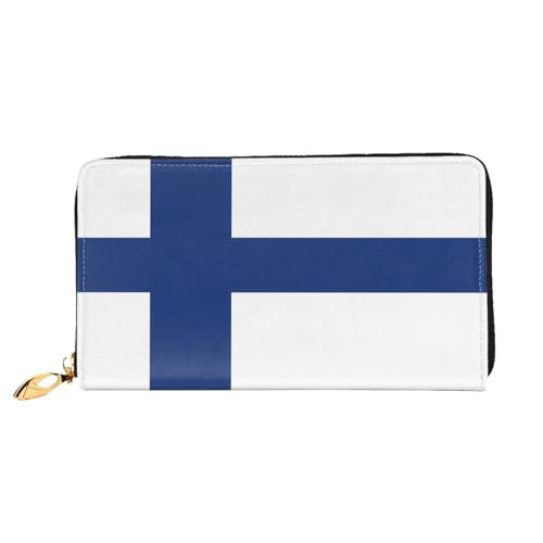 JDFHGNU Finnische Flagge Muster Damen Geldbörse Lange Clutch Geldbörse Kreditkartenetui Geldbörse Reise Münzbörse Schwarz Einheitsgröße, Schwarz , Einheitsgröße von JDFHGNU