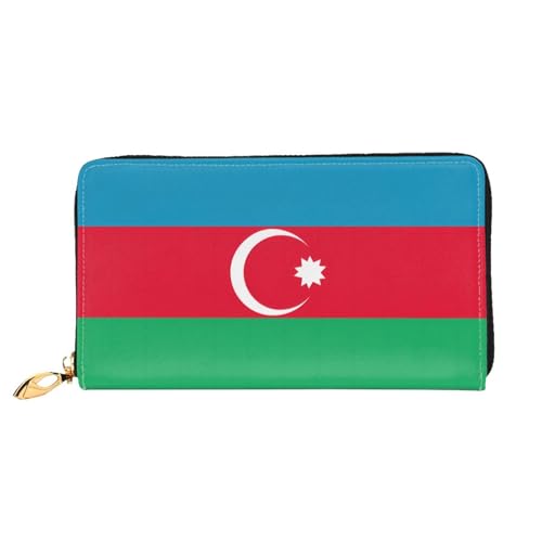 JDFHGNU Flagge von Aserbaidschan Muster Damen Geldbörse Lange Clutch Geldbörse Kreditkartenetui Geldbörse Reise Münzbörse Schwarz Einheitsgröße, Schwarz , Einheitsgröße von JDFHGNU