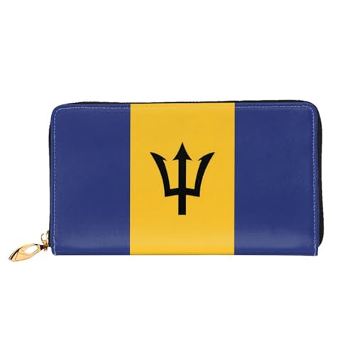 JDFHGNU Flagge von Barbados Muster Damen Geldbörse Lange Clutch Geldbörse Kreditkartenetui Geldbörse Reise Münzbörse Schwarz Einheitsgröße, Schwarz , Einheitsgröße von JDFHGNU