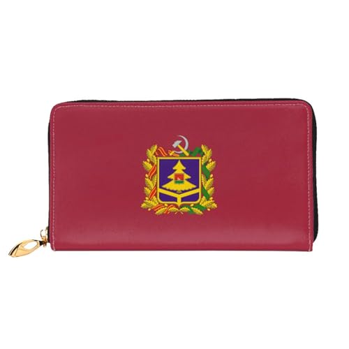 JDFHGNU Flagge von Bryansk Muster Damen Geldbörse Lange Clutch Geldbörse Kreditkartenetui Geldbörse Reise Münzbörse Schwarz Einheitsgröße, Schwarz , Einheitsgröße von JDFHGNU