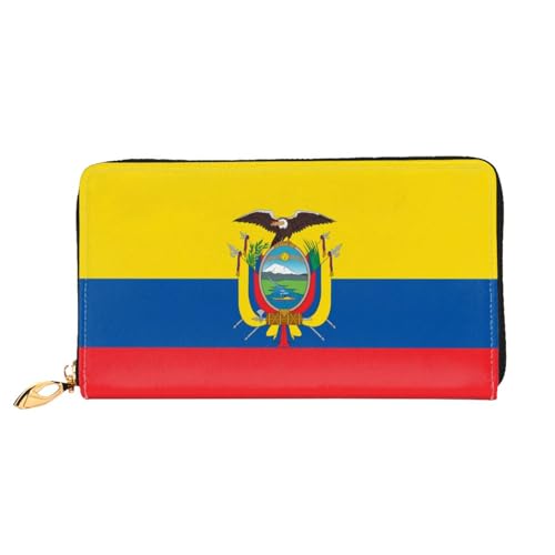 JDFHGNU Flagge von Ecuador Muster Damen Geldbörse Lange Clutch Geldbörse Kreditkartenetui Geldbörse Reise Münzbörse Schwarz Einheitsgröße, Schwarz , Einheitsgröße von JDFHGNU