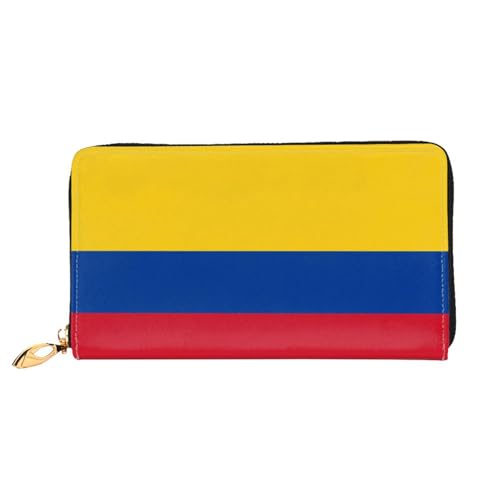 JDFHGNU Flagge von Kolumbien Muster Damen Geldbörse Lange Clutch Geldbörse Kreditkartenetui Geldbörse Reise Münzbörse Schwarz Einheitsgröße, Schwarz , Einheitsgröße von JDFHGNU