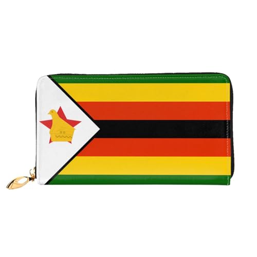 JDFHGNU Flagge von Simbabwe Muster Damen Geldbörse Lange Clutch Geldbörse Kreditkartenetui Geldbörse Reise Münzbörse Schwarz Einheitsgröße, Schwarz , Einheitsgröße von JDFHGNU