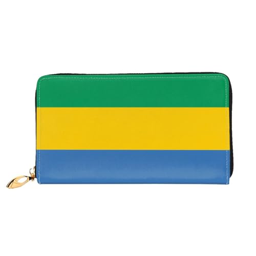 JDFHGNU Gabunische Flaggenmuster Damen Geldbörse Lange Clutch Geldbörse Kreditkartenetui Geldbörse Reise Münzbörse Schwarz Einheitsgröße, Schwarz , Einheitsgröße von JDFHGNU