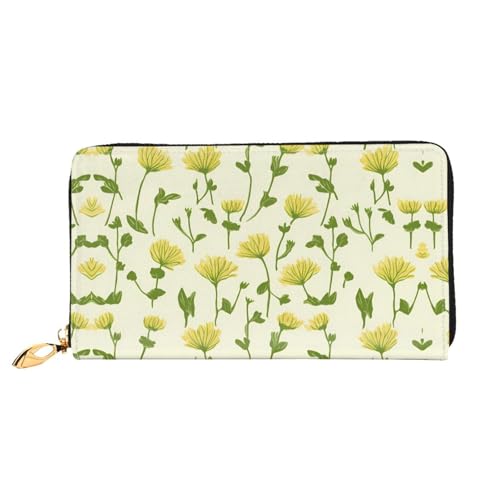 JDFHGNU Gelbe Chrysanthemen Muster Damen Geldbörse Lange Clutch Geldbörse Kreditkartenetui Geldbörse Reise Münzbörse Schwarz Einheitsgröße, Schwarz , Einheitsgröße von JDFHGNU